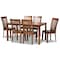 Baxton Studio Erion Modern and Contemporary Walnut Brown Finished Wood 7-Piece Dining Set 184-11427-10520-Zoro - alternate 1